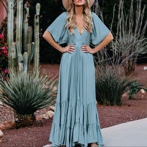 Vici seafoam tiered maxi dress